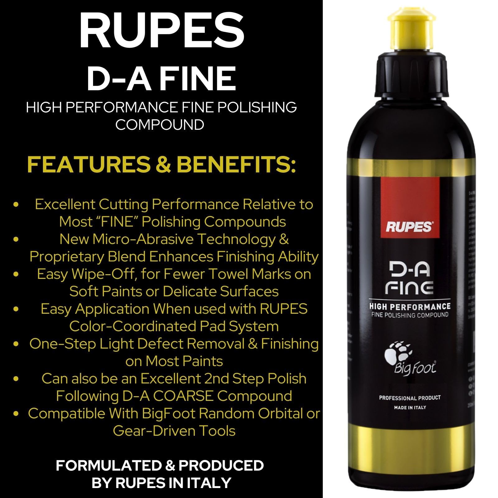 RUPES D-A Fine and UNO Pure close-up cream showing fine finish results