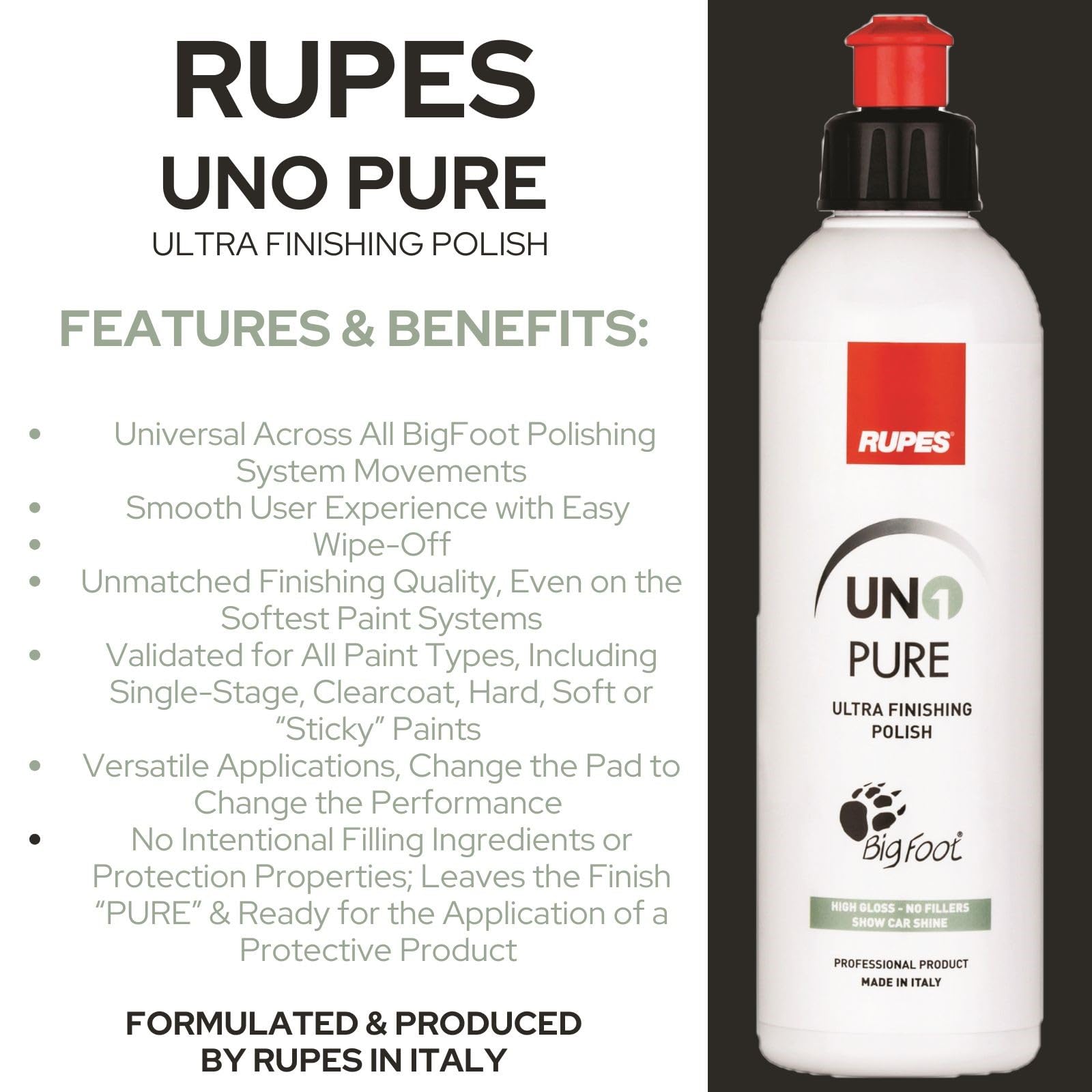 RUPES bottle size comparison in hand showing 250ml scale and convenient handling