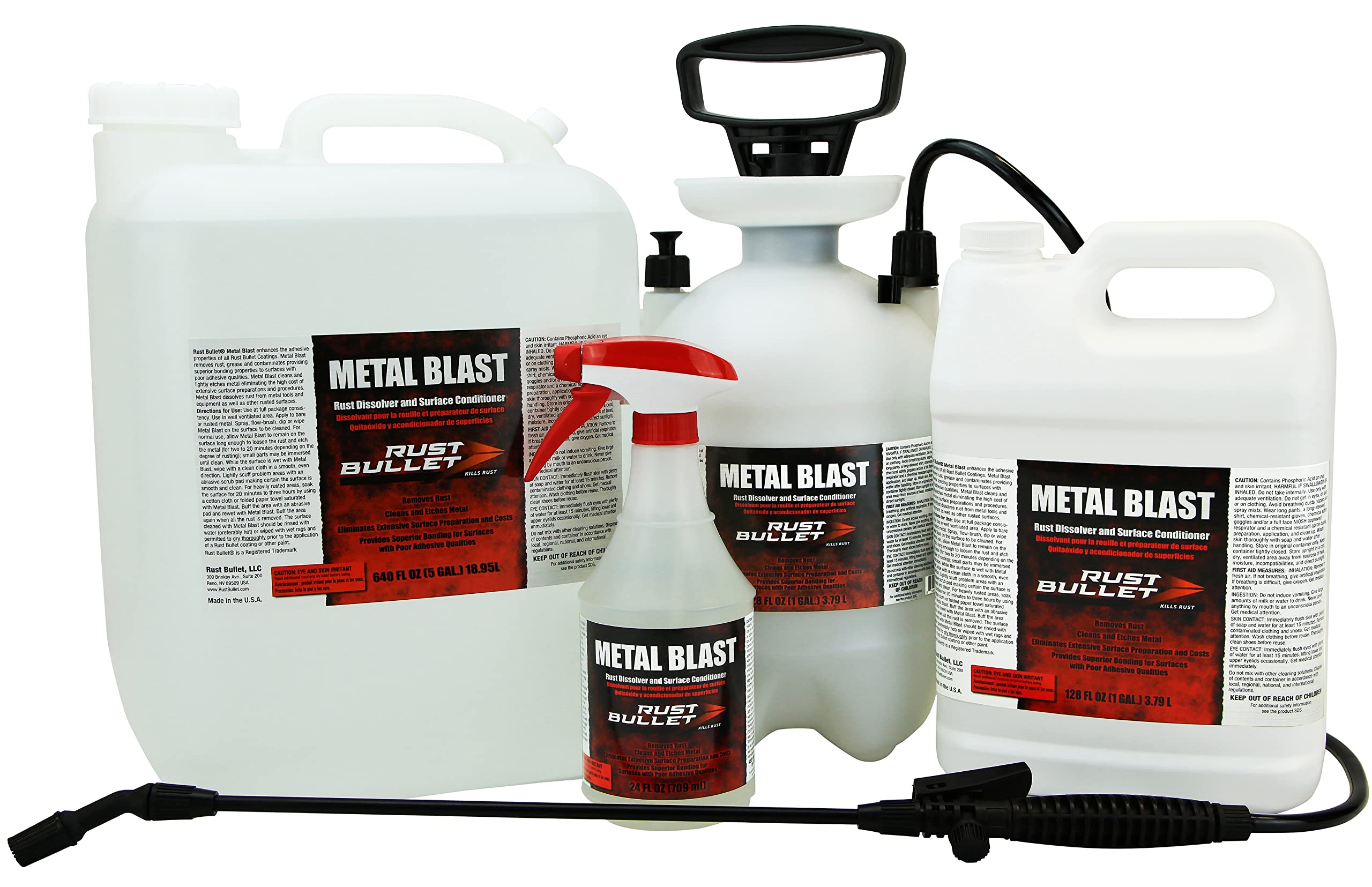 RUST BULLET product with gloves and goggles showing safe use and protective setup benefit