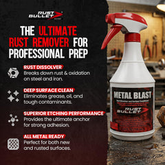 RUST BULLET spray action applied to corroded metal for fast cleaning