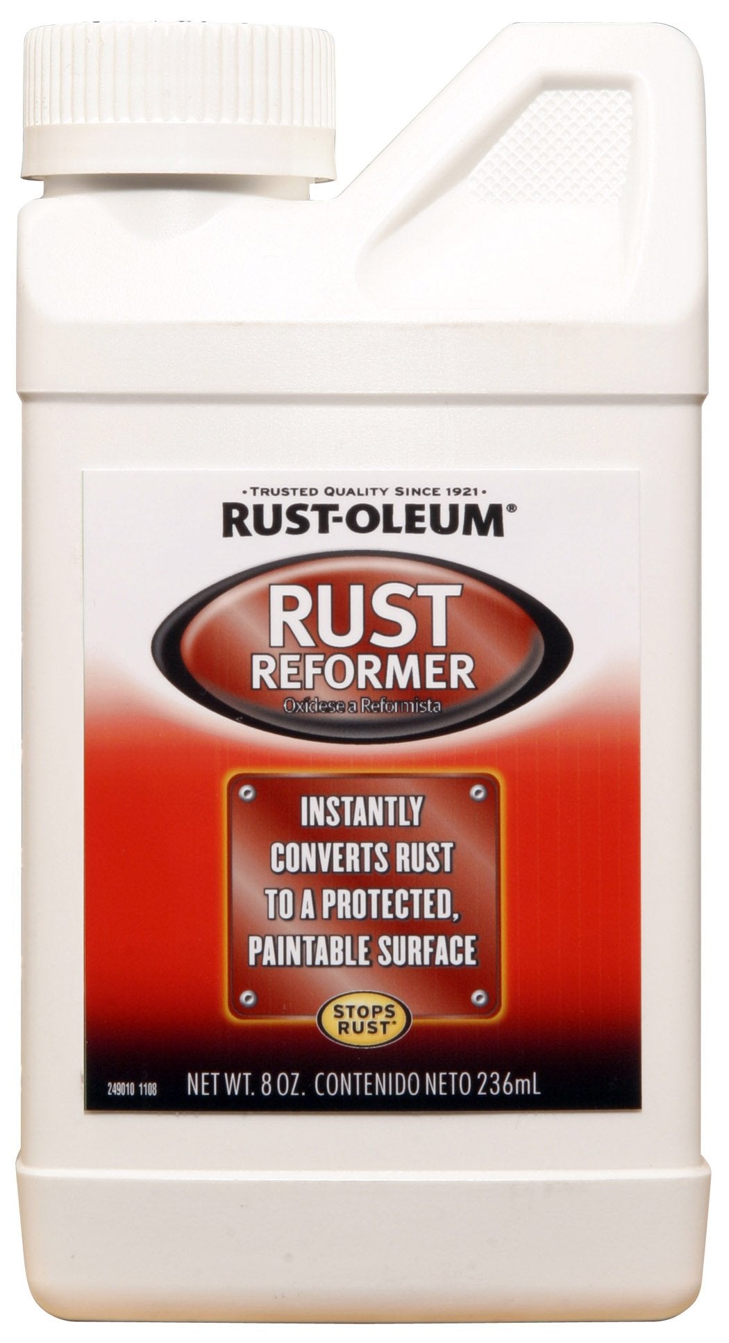 Rust-Oleum front label on 8 oz can showing product and benefits