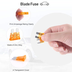 Rustark standard blade fuse closeup showing amperage marking, easy identification benefit