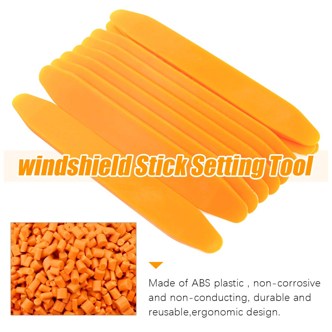 Rustark tools beside windshield to show scale and how pieces fit channels