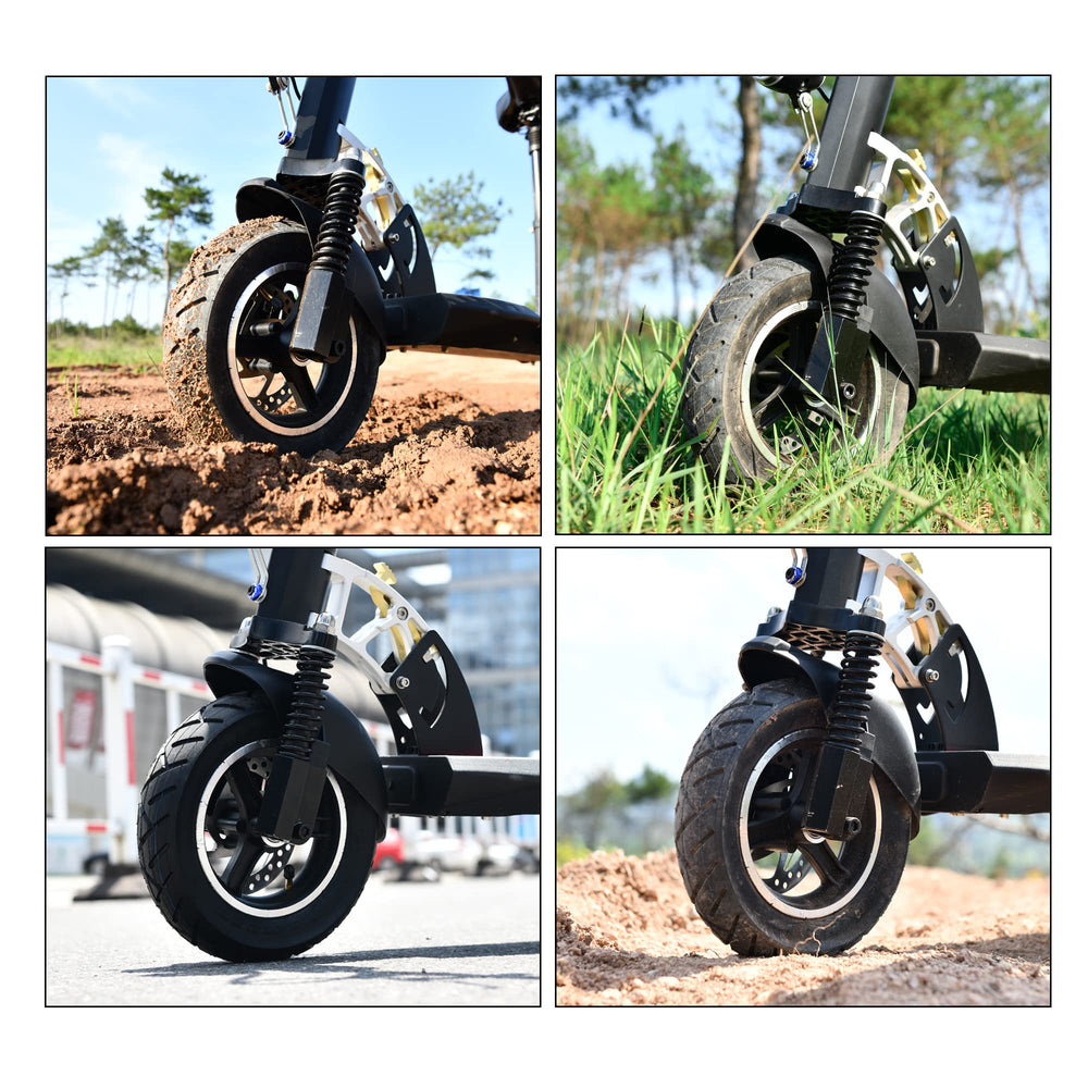RUTU tire mounted on scooter showing enhanced handling during ride