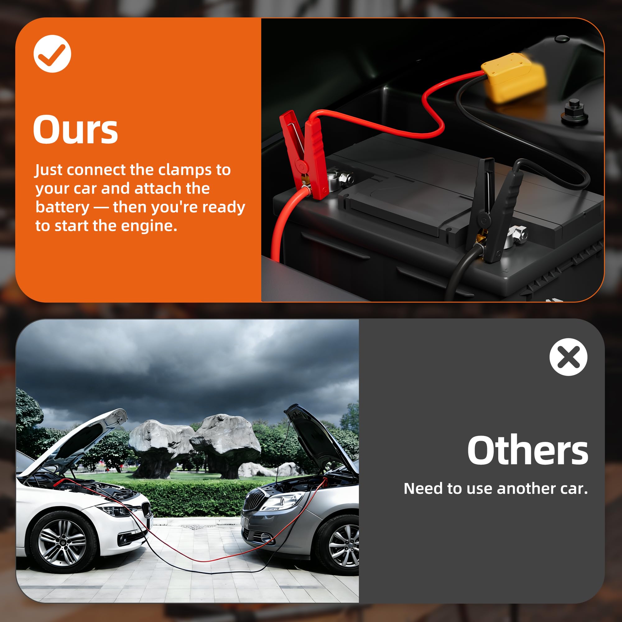 RVBOATPAT cable in use jump-starting a vehicle for roadside convenience