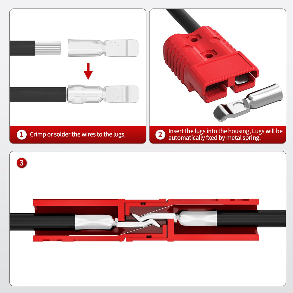RVBOATPAT connector beside ruler showing scale for correct 1/0 AWG cable fitment