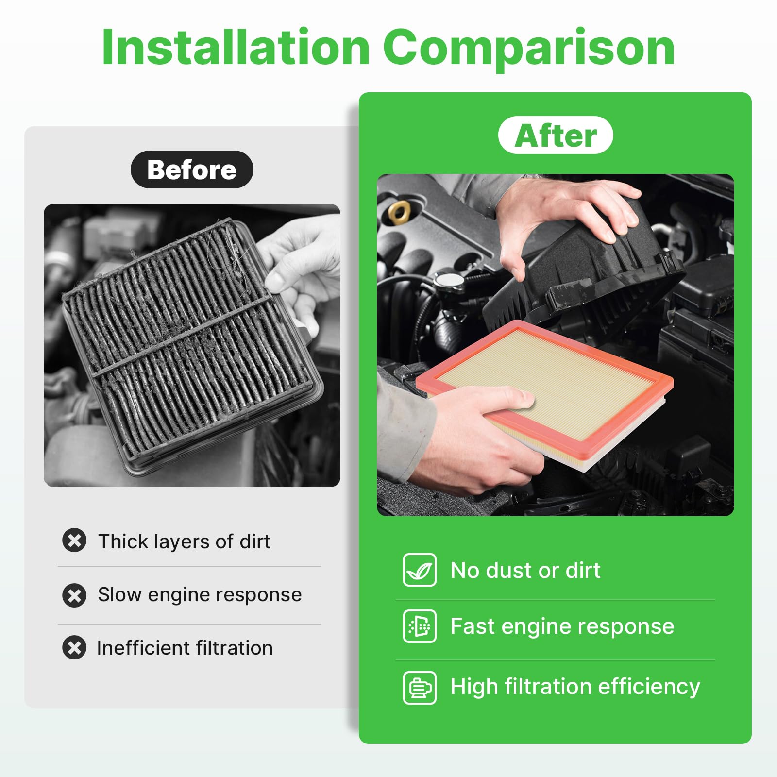 RVgolf filters side-by-side size comparison showing correct dimensions and fitment clarity