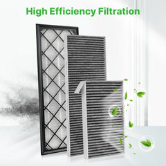 RVgolf installed cabin air filter in Tesla Model Y illustrating easy replacement