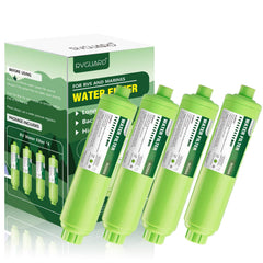 RVGUARD front view of inline filter showing compact design and connection points for easy install