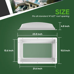RVGUARD skylight mounted on RV roof demonstrating universal fit and weather protection