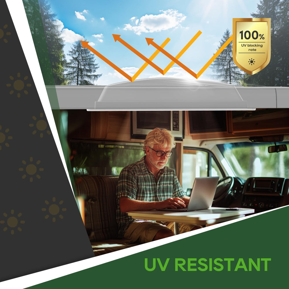 RVGUARD installed skylight overhead brightens RV interior with natural light