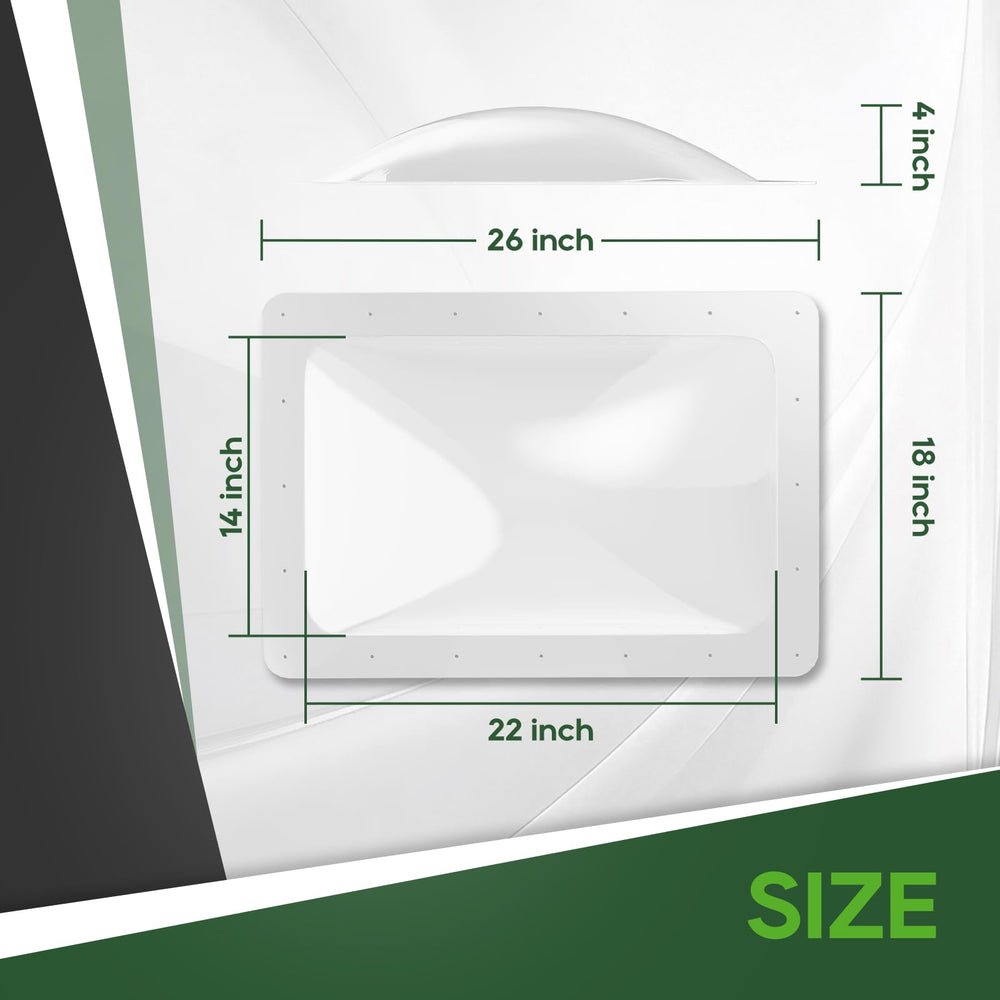 RVGUARD skylight beside ruler for size scale showing perfect fit benefit