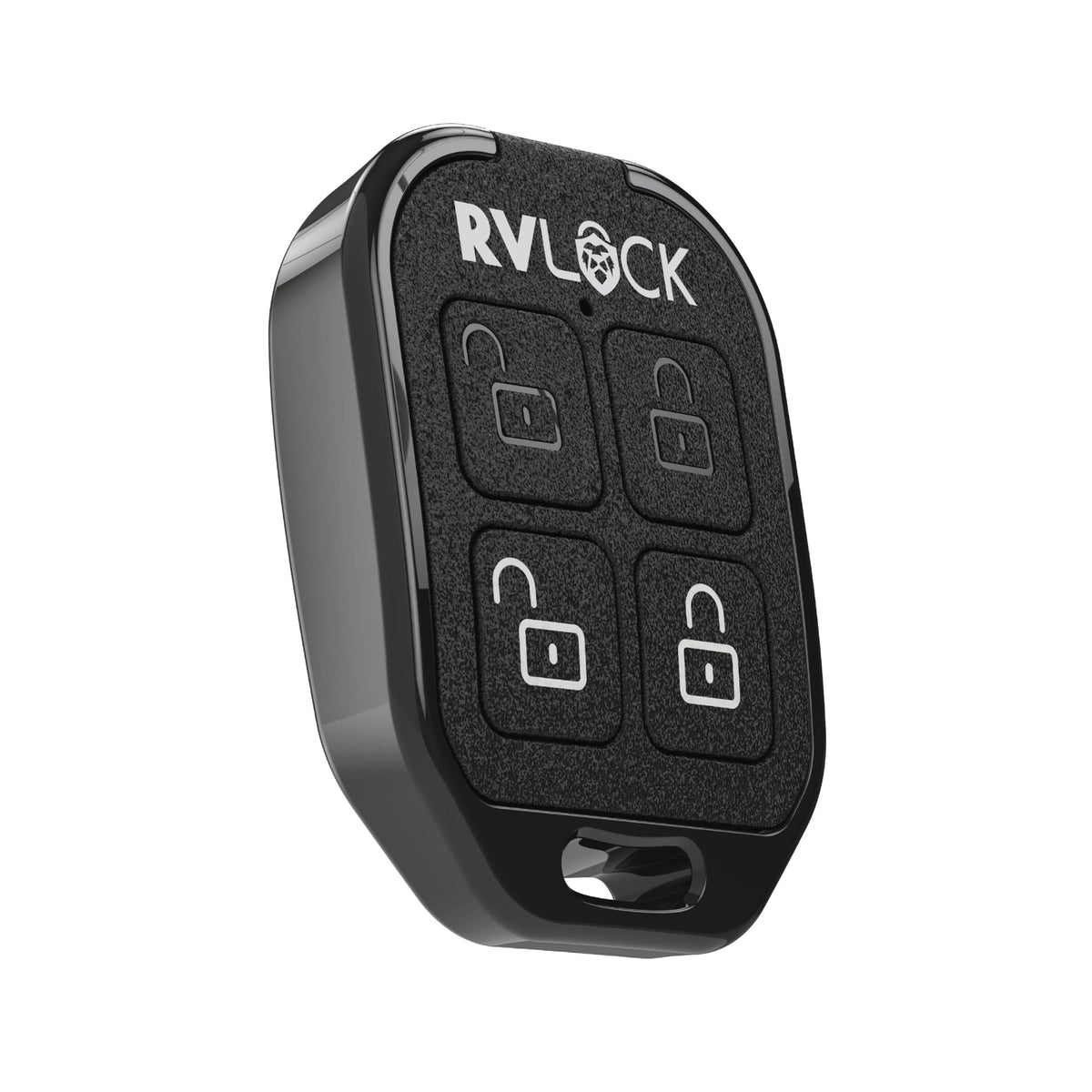 RVLock 4-button remote front view showing compact design and quick access benefit
