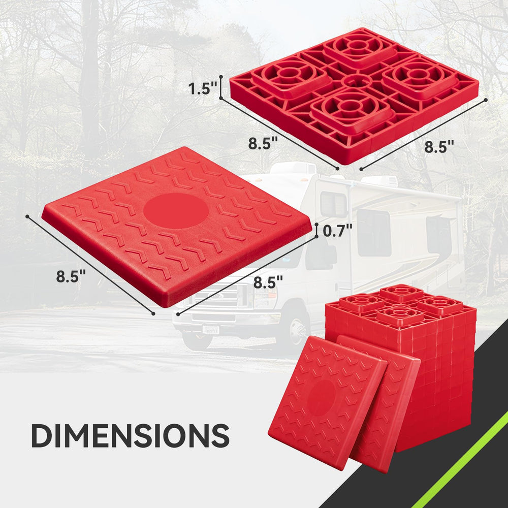 RVMATE stacked blocks detail highlighting interlocking design for stable leveling