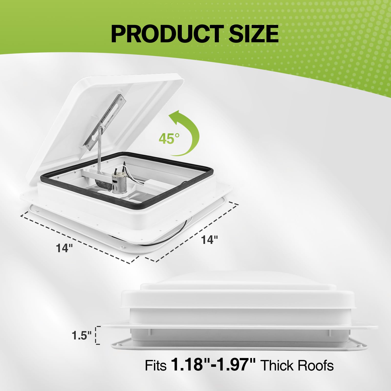 RVMATE close-up of 6-inch blades emphasizing efficient airflow benefit