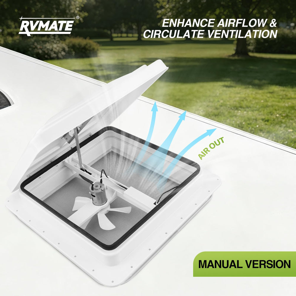 RVMATE manual handle and lever detail highlighting simple, direct airflow control benefit