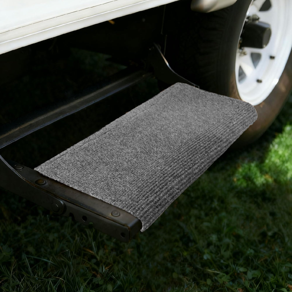 RVMATE lifestyle shot at campground showing safer, cleaner RV entry