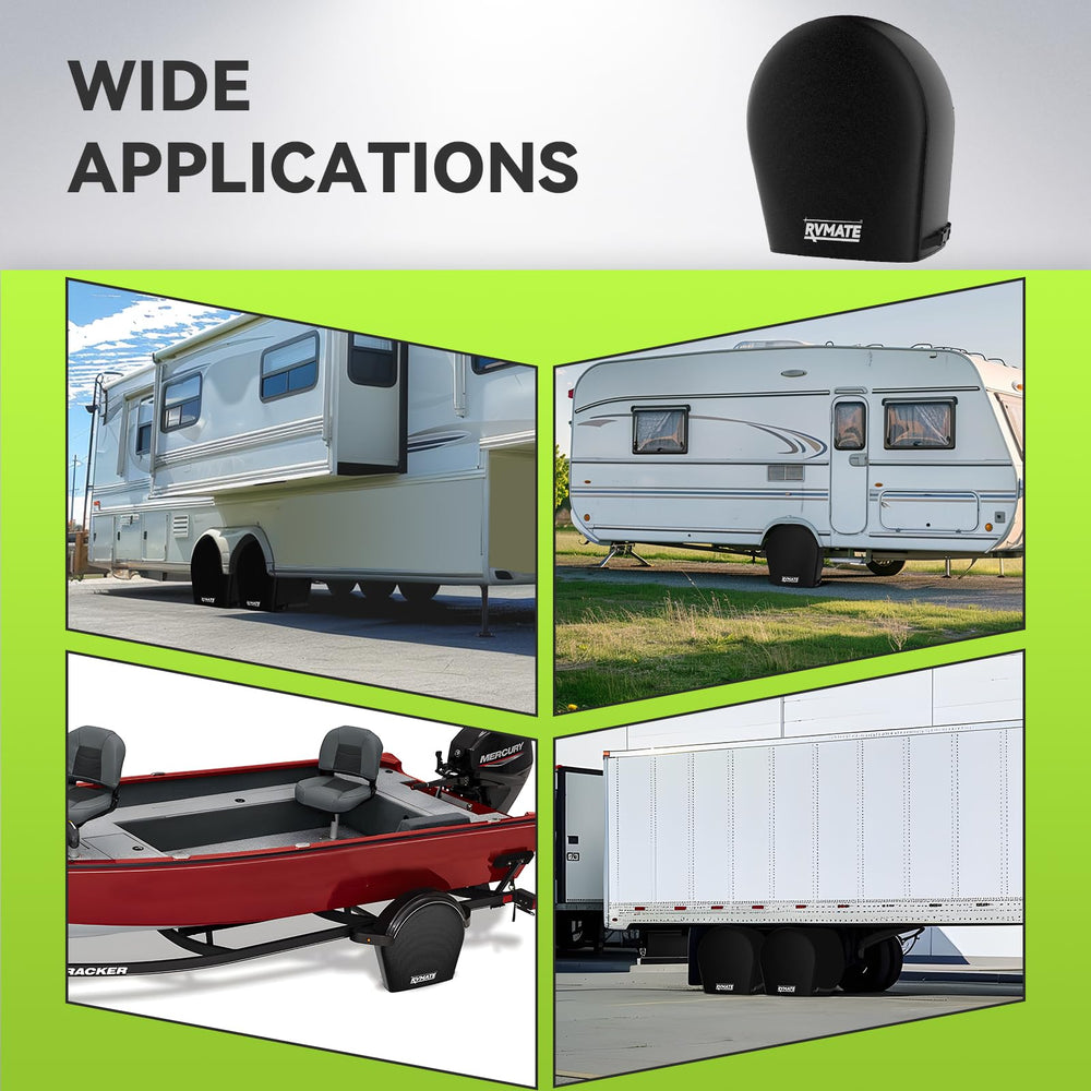 RVMATE lifestyle shot of RV with covered wheels reducing sun damage