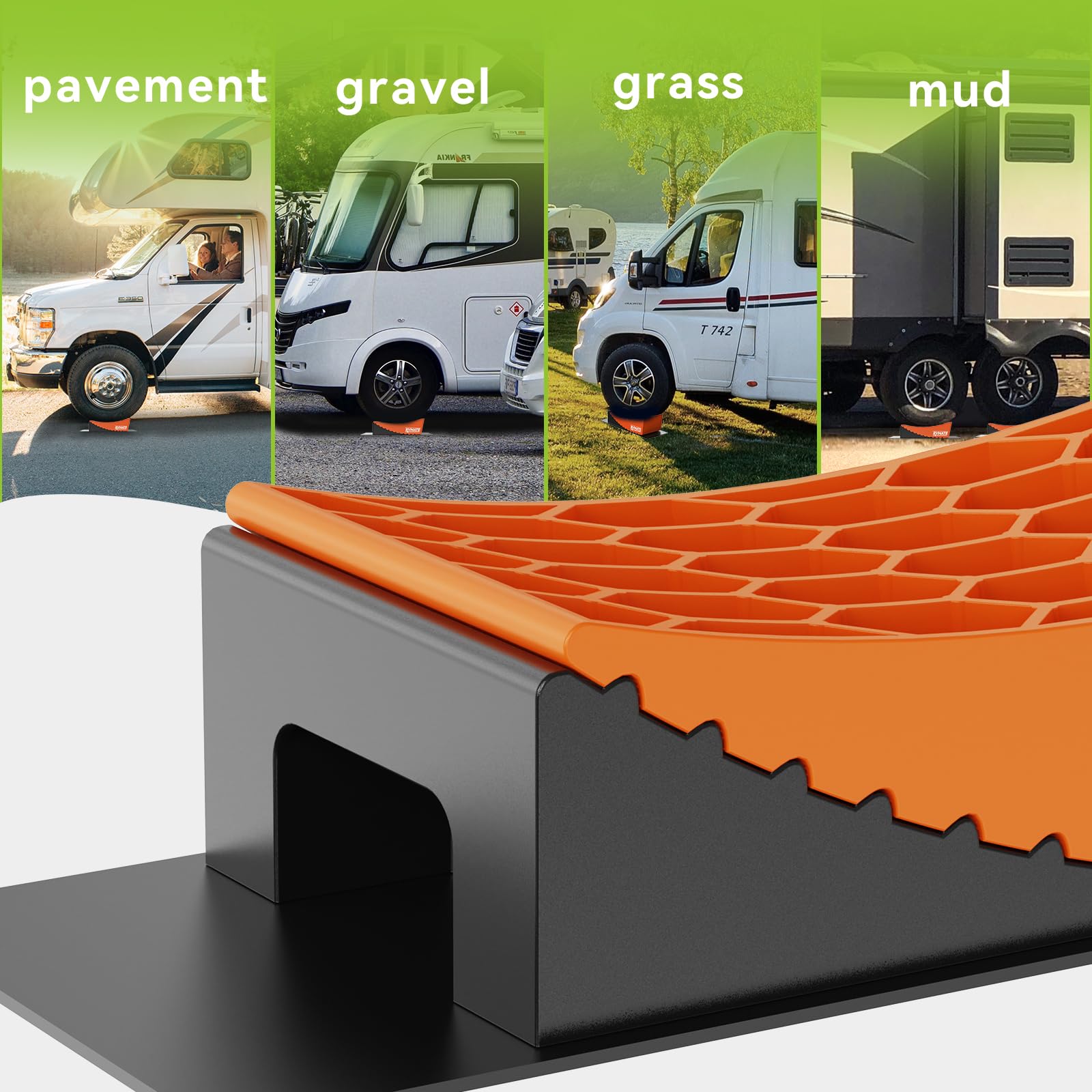 RVMATE height comparison display with ruler showing incremental leveling options