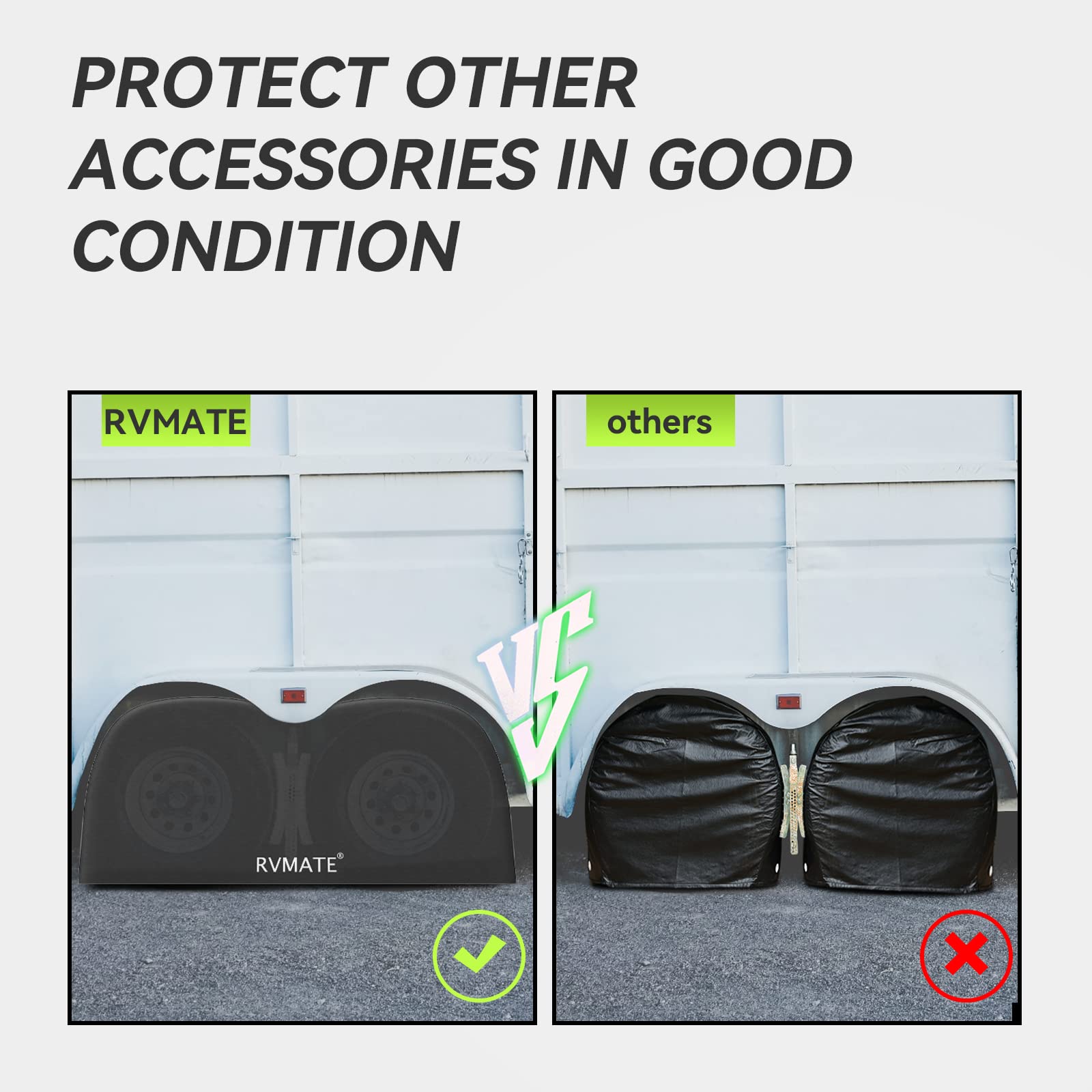 RVMATE size diagram for 27–30 inch wheels to verify fit before purchase
