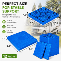 RVMATE stacked blocks demonstrating size and height increments for precise leveling