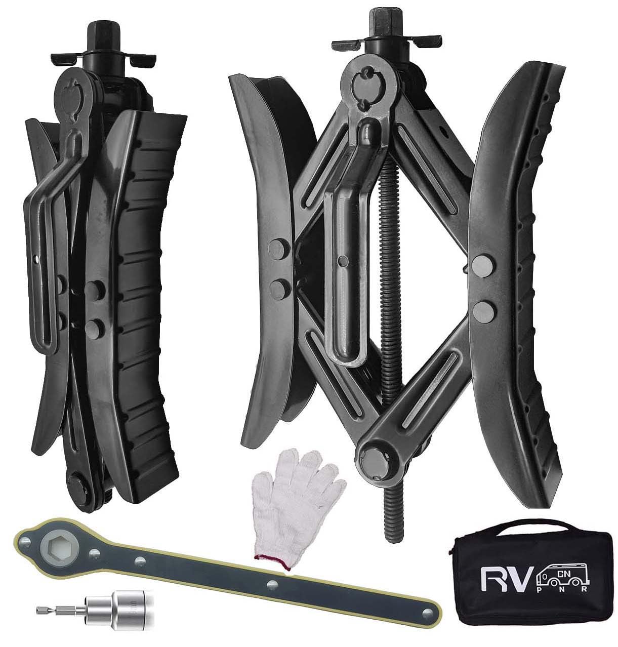 RVPNR front view of packaged wheel chock kit showing compact storage and protection