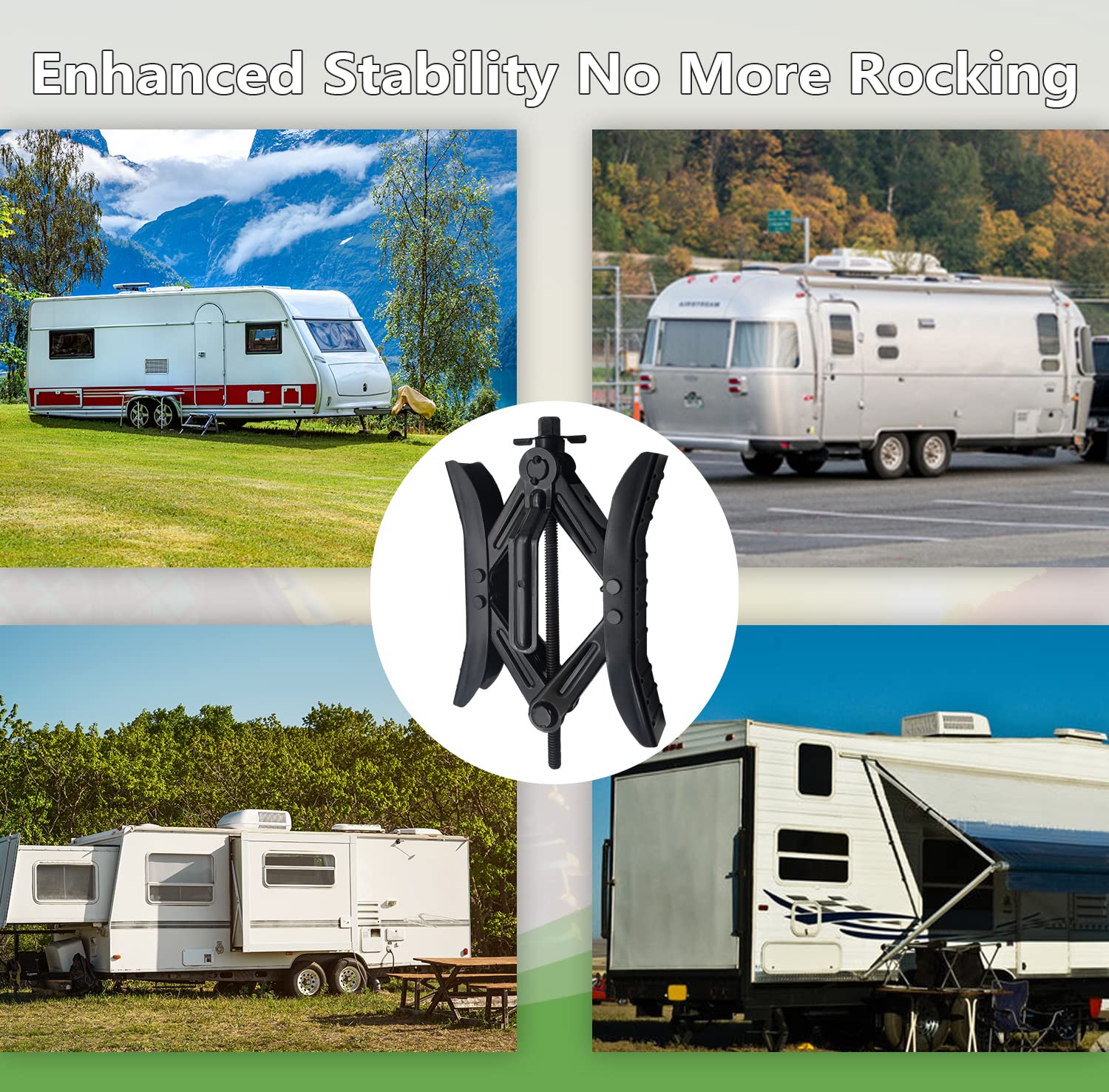 RVPNR wheel chock in use next to an RV at campsite showing stability and peace of mind