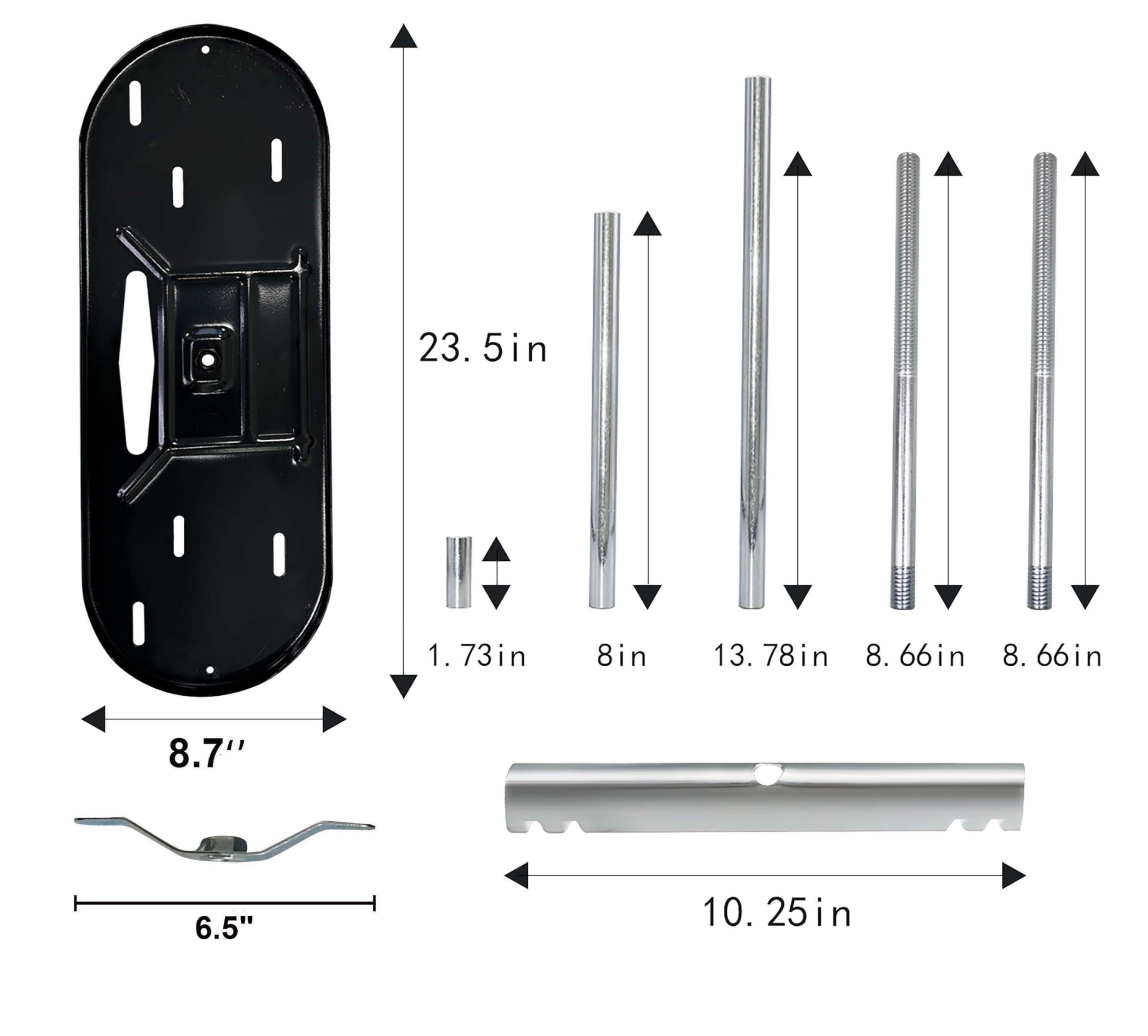 RVPNR vertical bar detail showing adjustable rod and secure LP wing nut fastening
