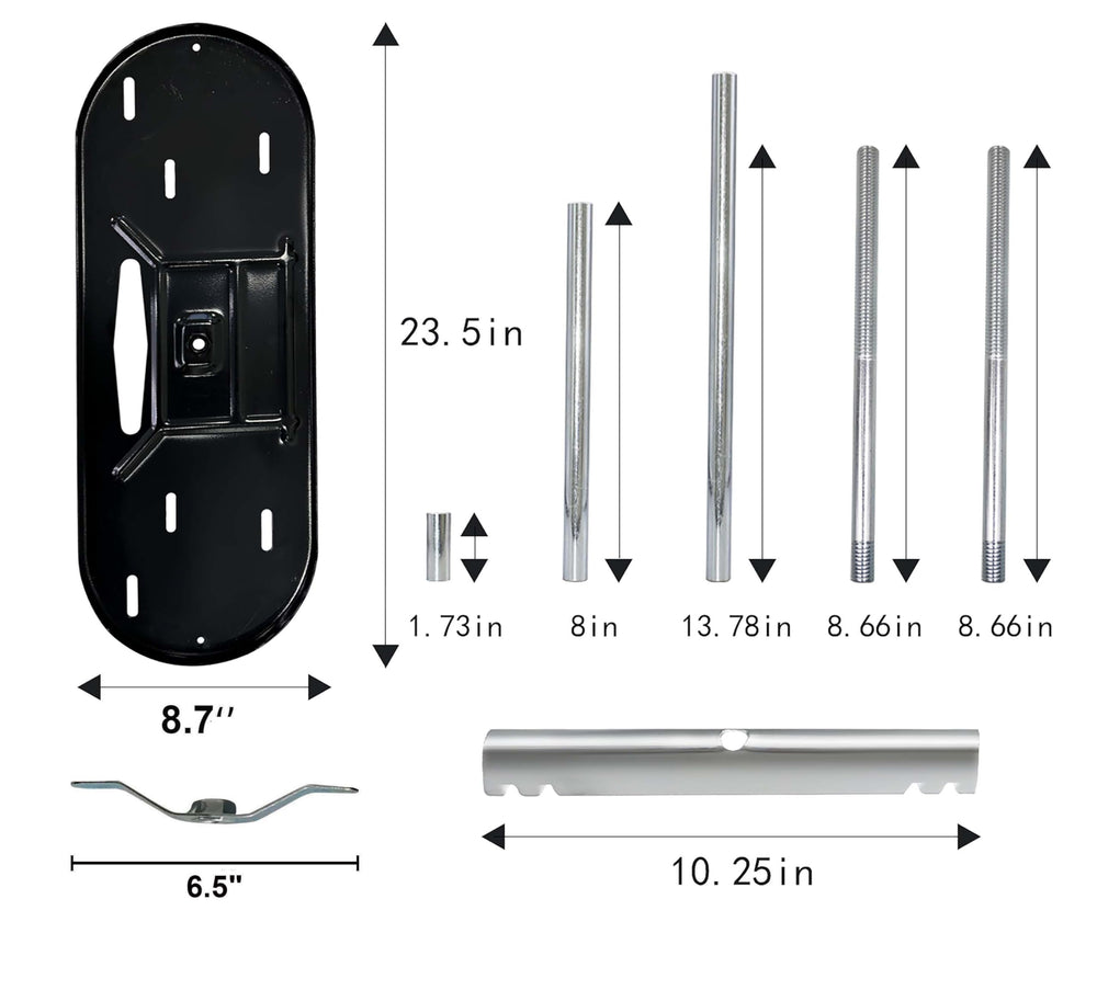 RVPNR vertical bar detail showing adjustable rod and secure LP wing nut fastening