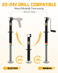 RVshark adjustable drop leg extended to demonstrate height range