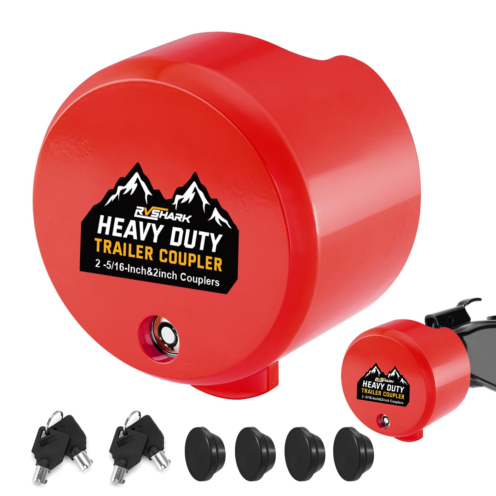 RVshark front view on coupler showing secure fit and theft prevention