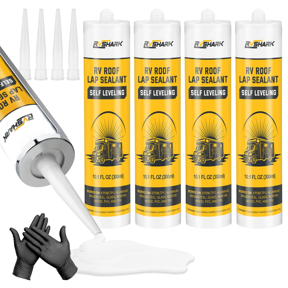 RVSHARK applied on an RV roof during outdoor repair for reliability