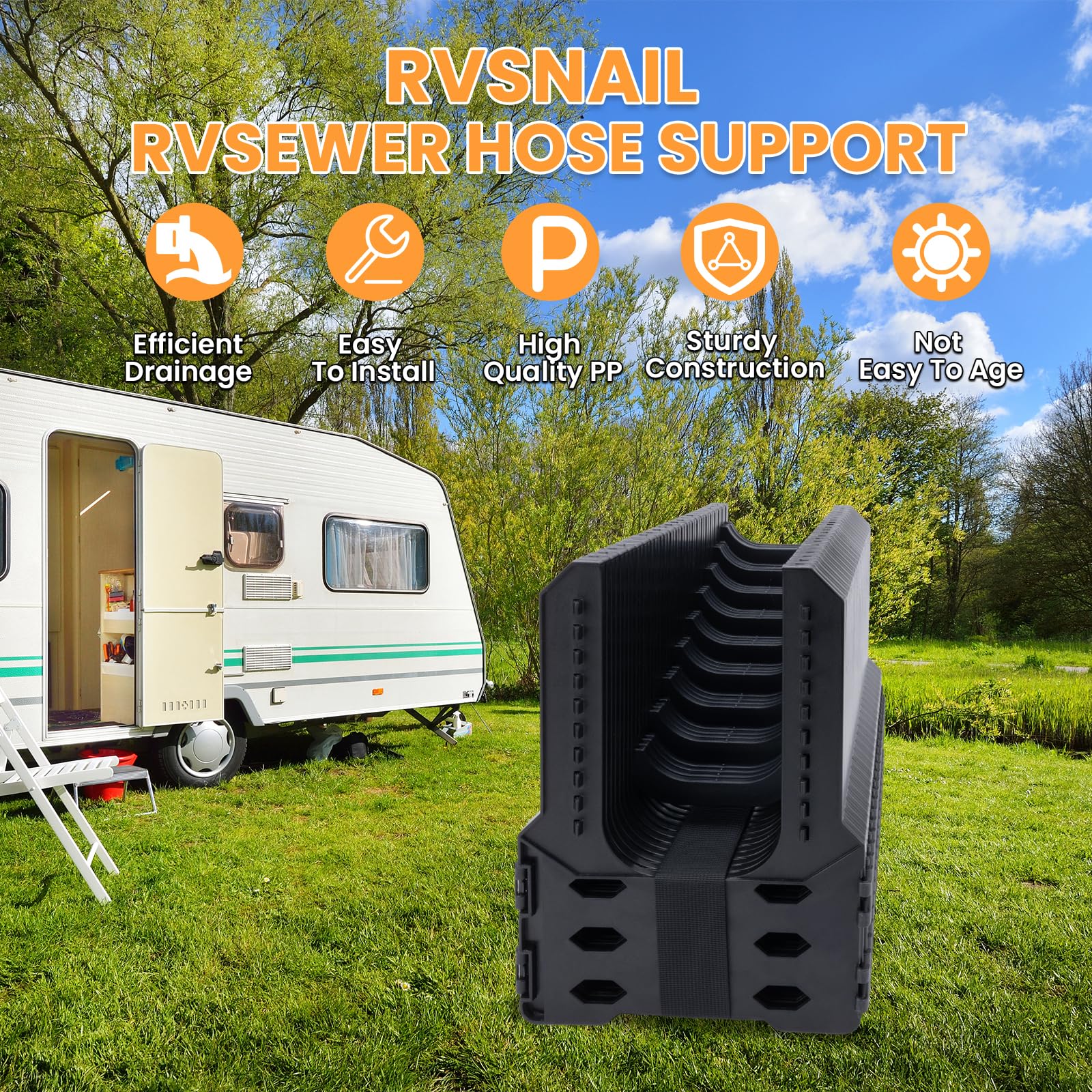 RVSNAIL folded compact support with carrying strap for easy transport