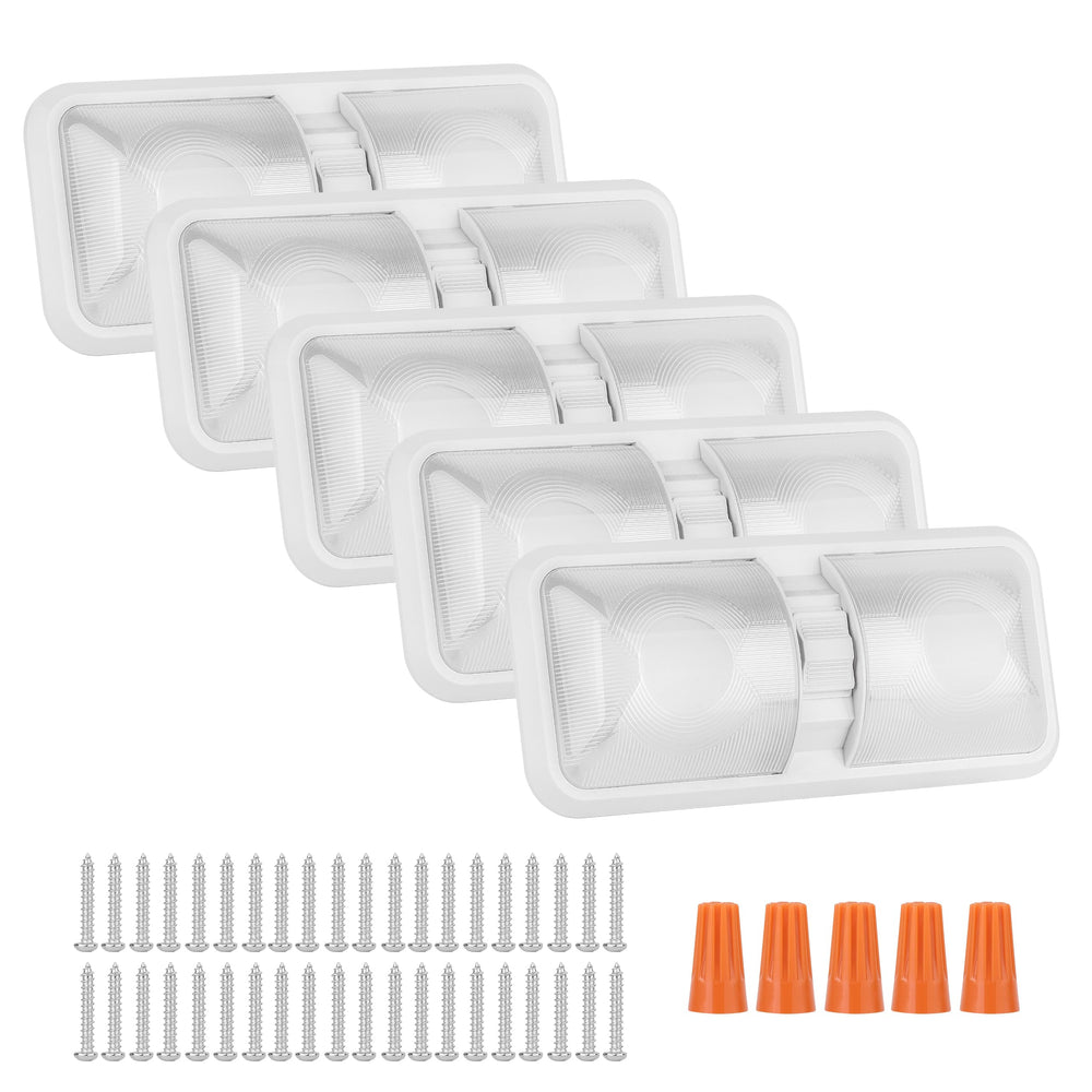 RVZONE front view of double dome light showing compact design and bright coverage