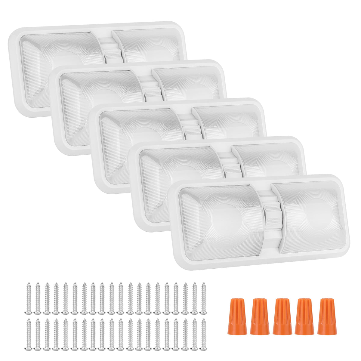 RVZONE front view of double dome light showing compact design and bright coverage