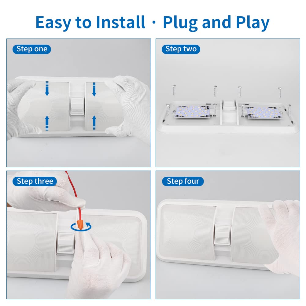 RVZONE installed in RV ceiling illustrating even natural white illumination