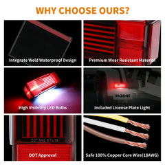 RVZONE side marker lights array showing amber and red for side safety