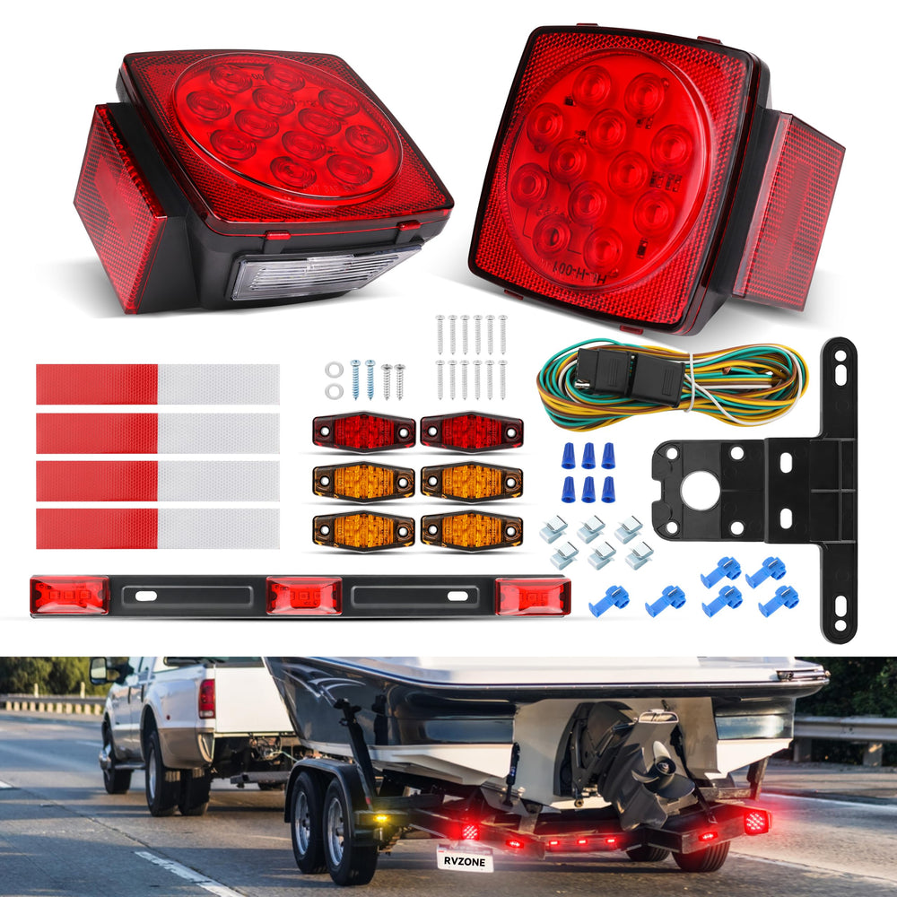 RVZONE left square tail light with license plate light showing clear brightness benefit
