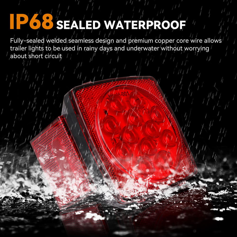 RVZONE right square stop-turn-tail light demonstrating bright, visible signaling