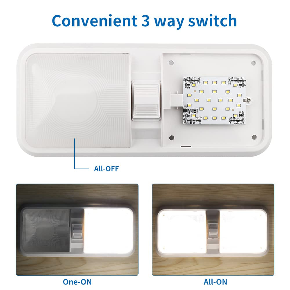 RVZONE on/off switch and wires detail for easy adjustable brightness and quick hookup