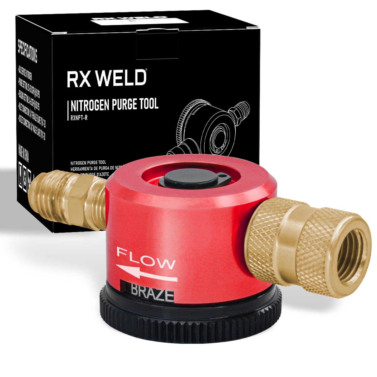 RX WELD front view showing compact brazing regulator and easy setup