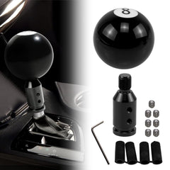 RYANSTAR black shift knob front view showing glossy finish and clear 8 Ball emblem for style