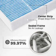 ryvclim cabin HEPA filter close-up displaying fine media for cleaner cabin air