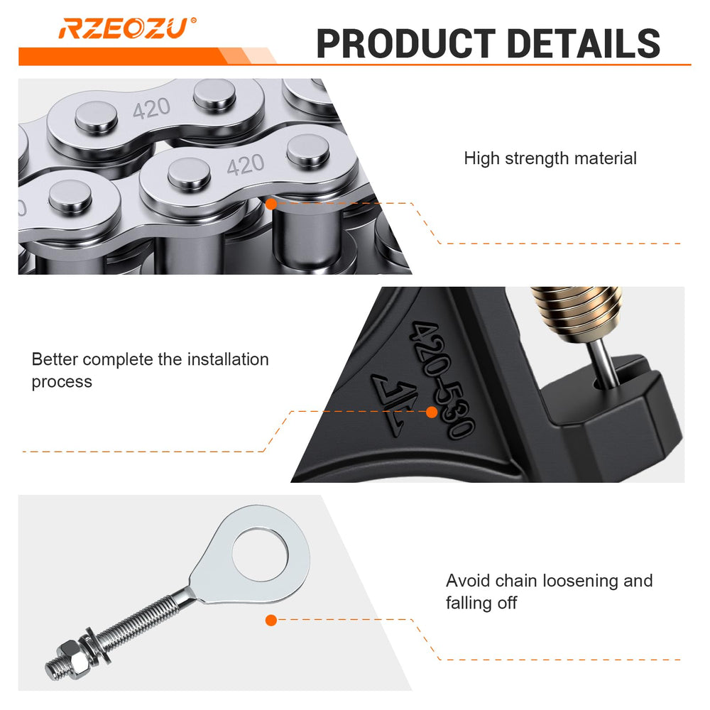 RZEOZU chain fitted on a mini bike sprocket demonstrating immediate fit and smooth engagement