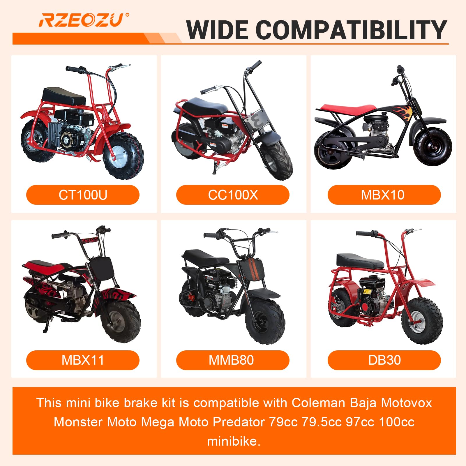 RZEOZU installed on Mega Moto minibike demonstrating fit and compatibility