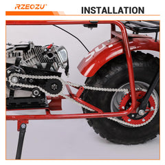 RZEOZU 42-link chain layout showing compact option for short sprocket centers and repairs