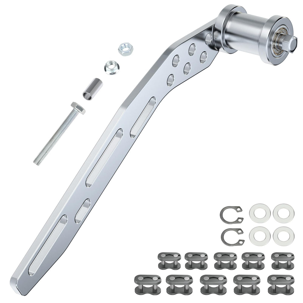 RZEOZU tensioner front view showing bracket and roller benefit: improved chain alignment