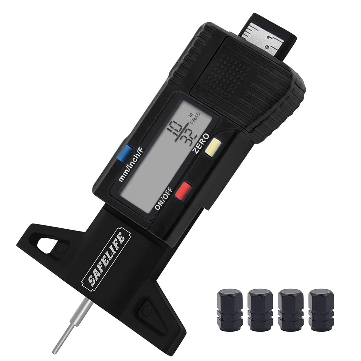 SAFELIFE gauge front view showing casing and buttons for quick readings