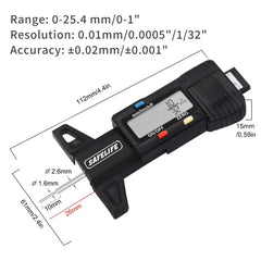 SAFELIFE gauge in use on a car tire demonstrating fast tread checks