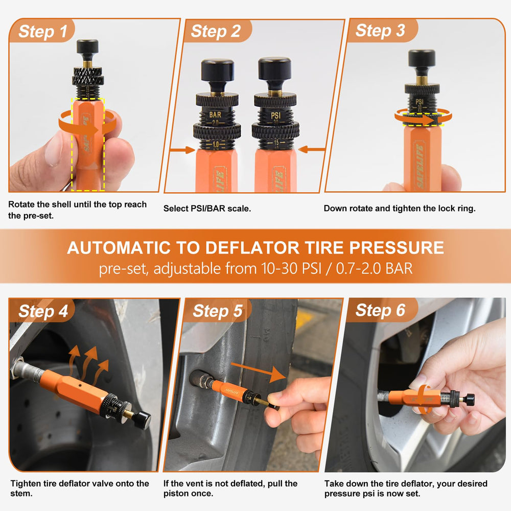 SAFELIFE mounted on a vehicle tire demonstrating quick air down convenience
